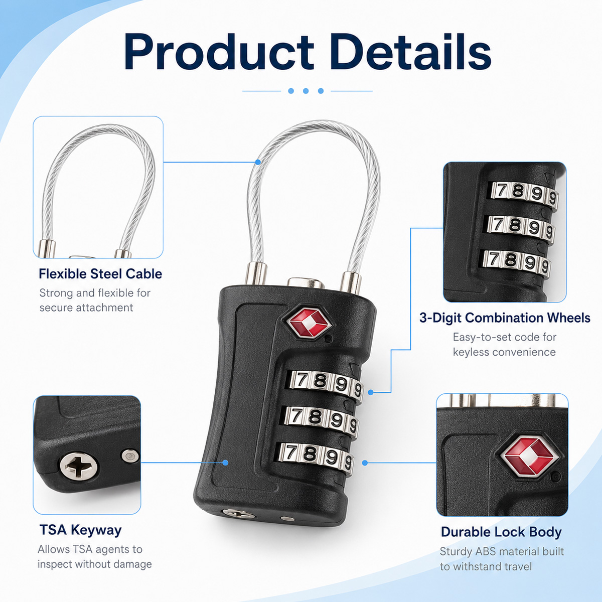TSA Approved Luggage Lock 3 Di - огляд і ціна Outdoor Sport Backpack